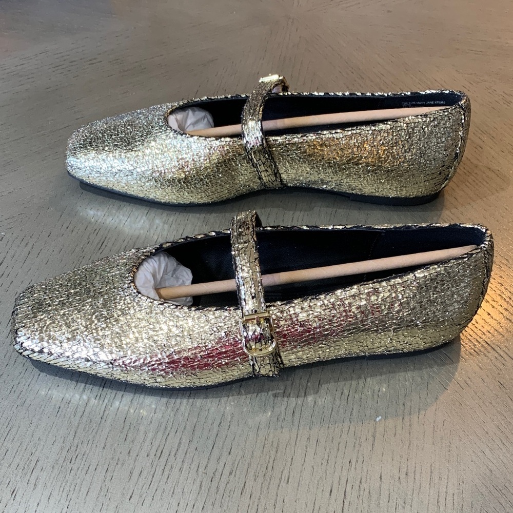 Katy Perry Gold The Evie Glitter Mary Jane Flats - Picture 4 of 5